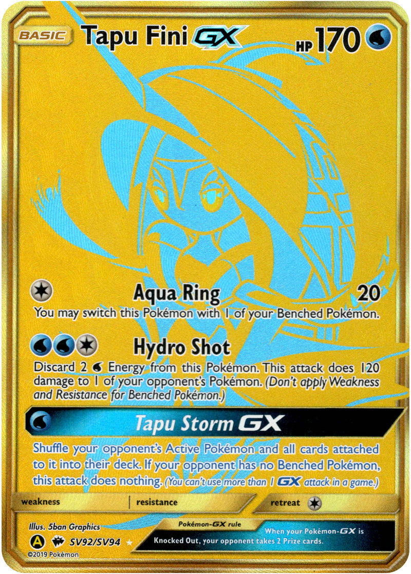 Tapu Fini GX Gold Secret Rare - SV92/SV94 - Hidden Fates
