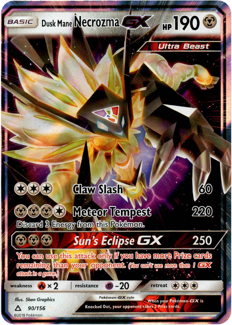 pokemon ultra necrozma gx gold card Pokemon Sun & Moon Ultra Prism Ultra Rare Dusk Mane Necrozma GX #90