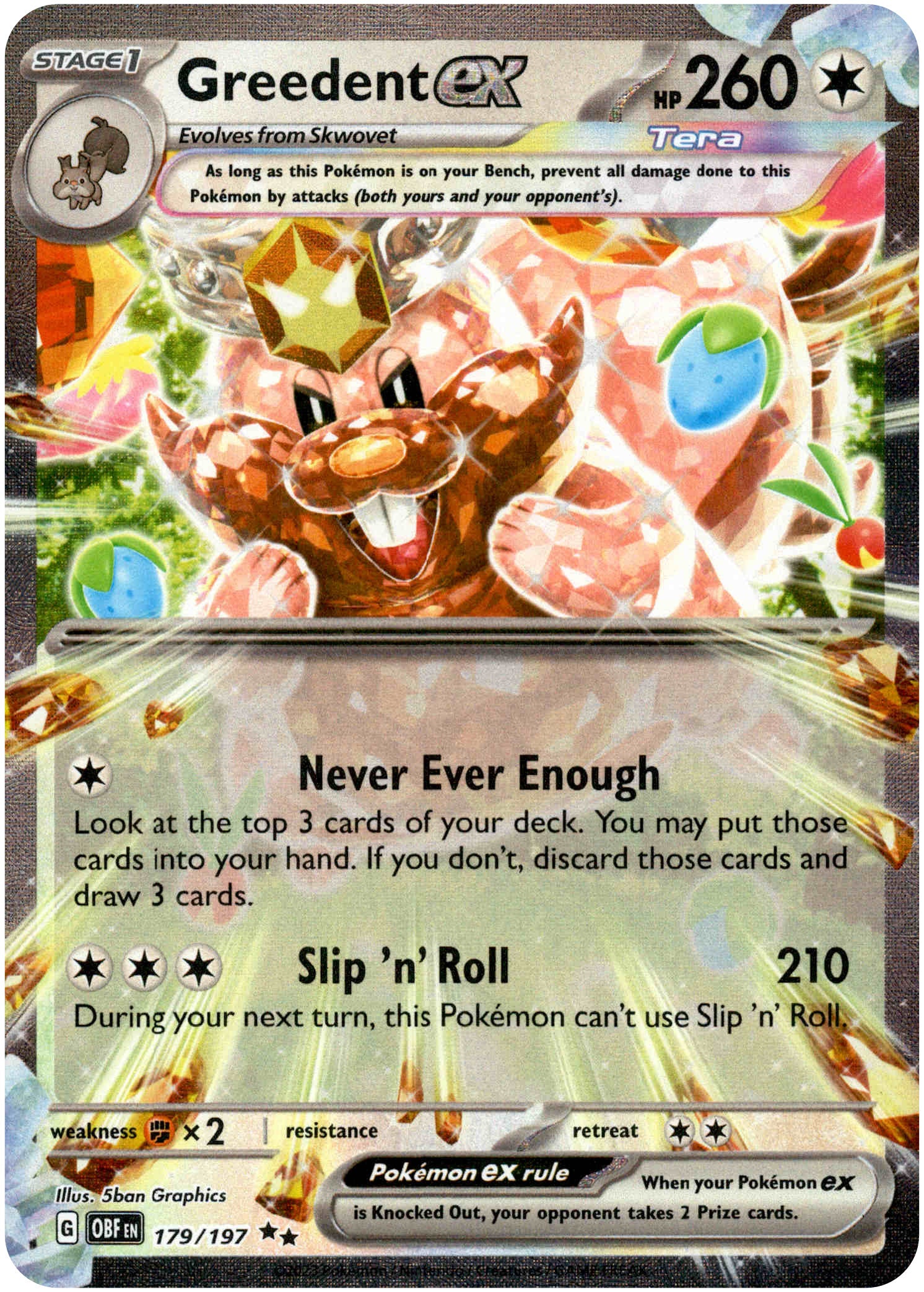 Greedent ex - 179/197 - Obsidian Flames - Holo - Card Cavern