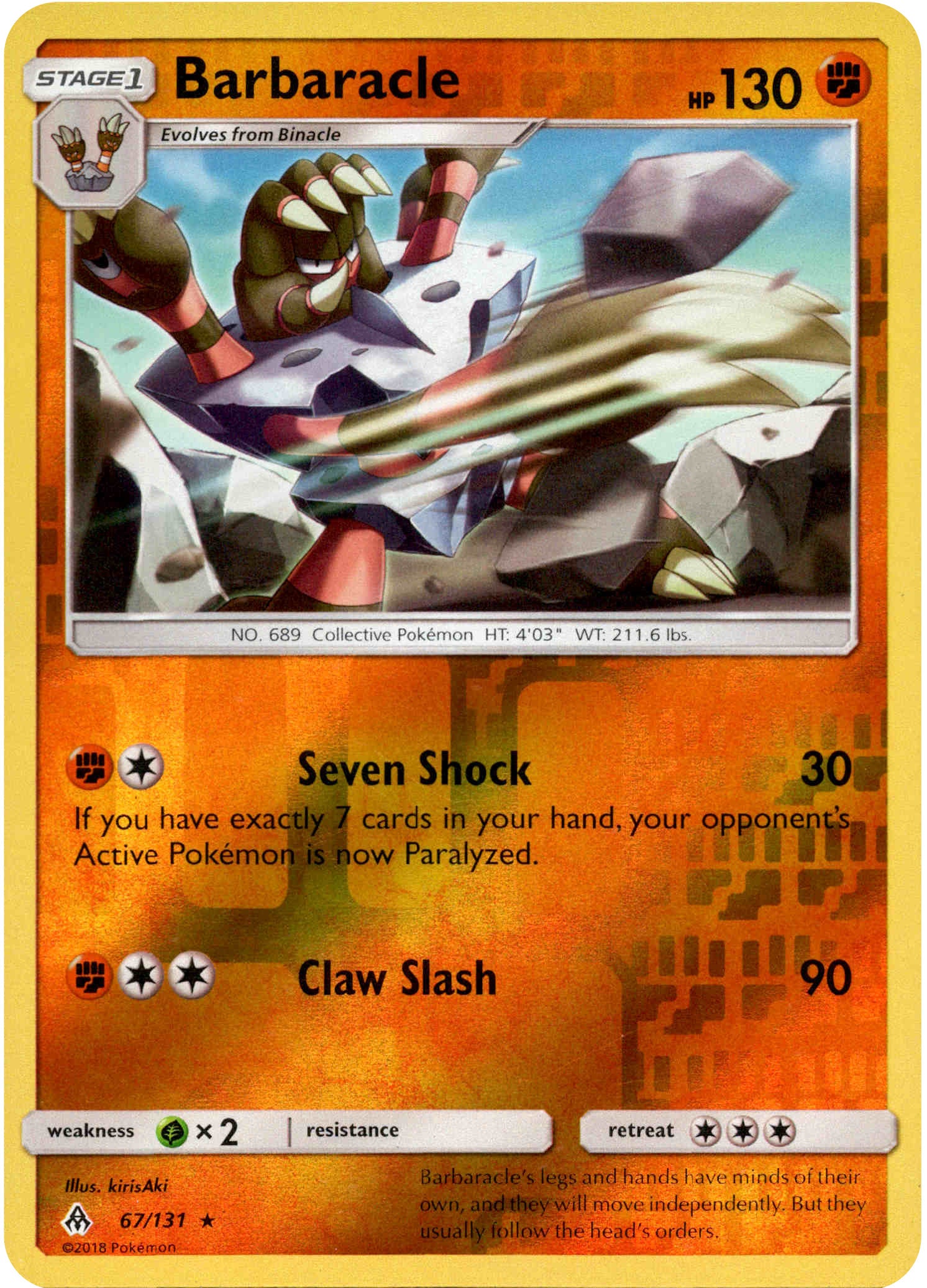 Barbaracle - 67/131 - Forbidden Light - Reverse Holo - Card Cavern