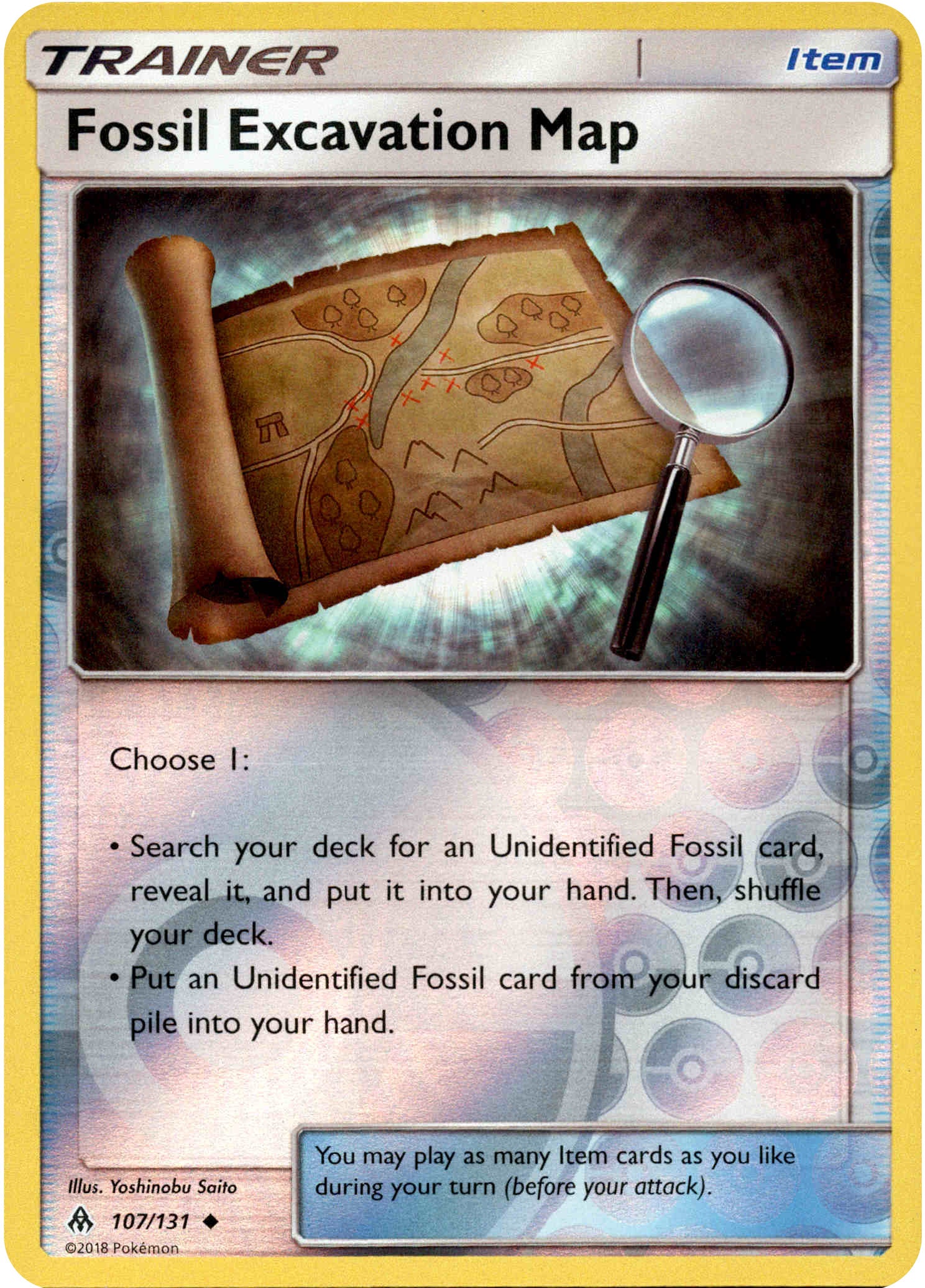 Fossil Excavation Map - 107/131 - Forbidden Light - Reverse Holo - Card Cavern