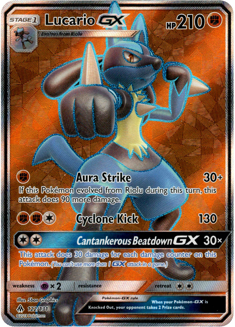 lucario pokemon card full art Lucario GX Full Art - 122/131 - Forbidden Light