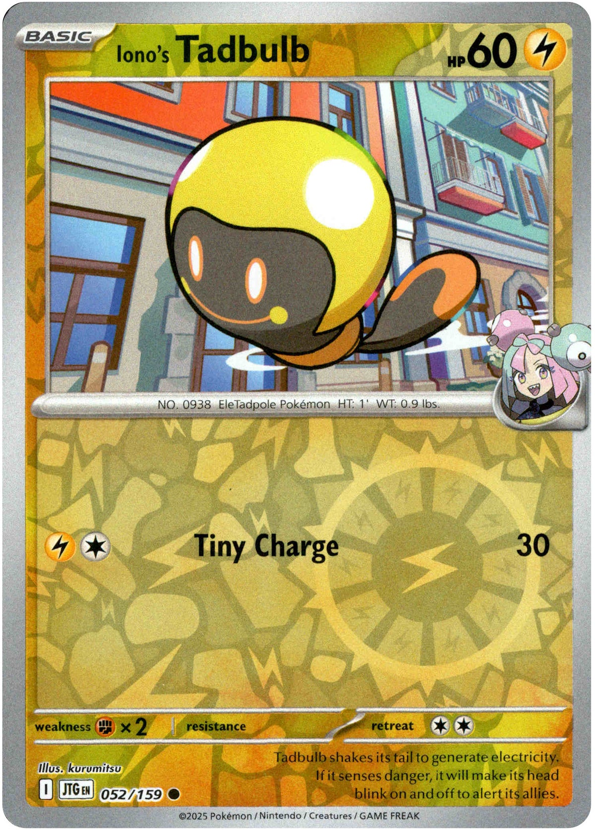Iono's Tadbulb - 052/159 - Journey Together - Reverse Holo - Card Cavern