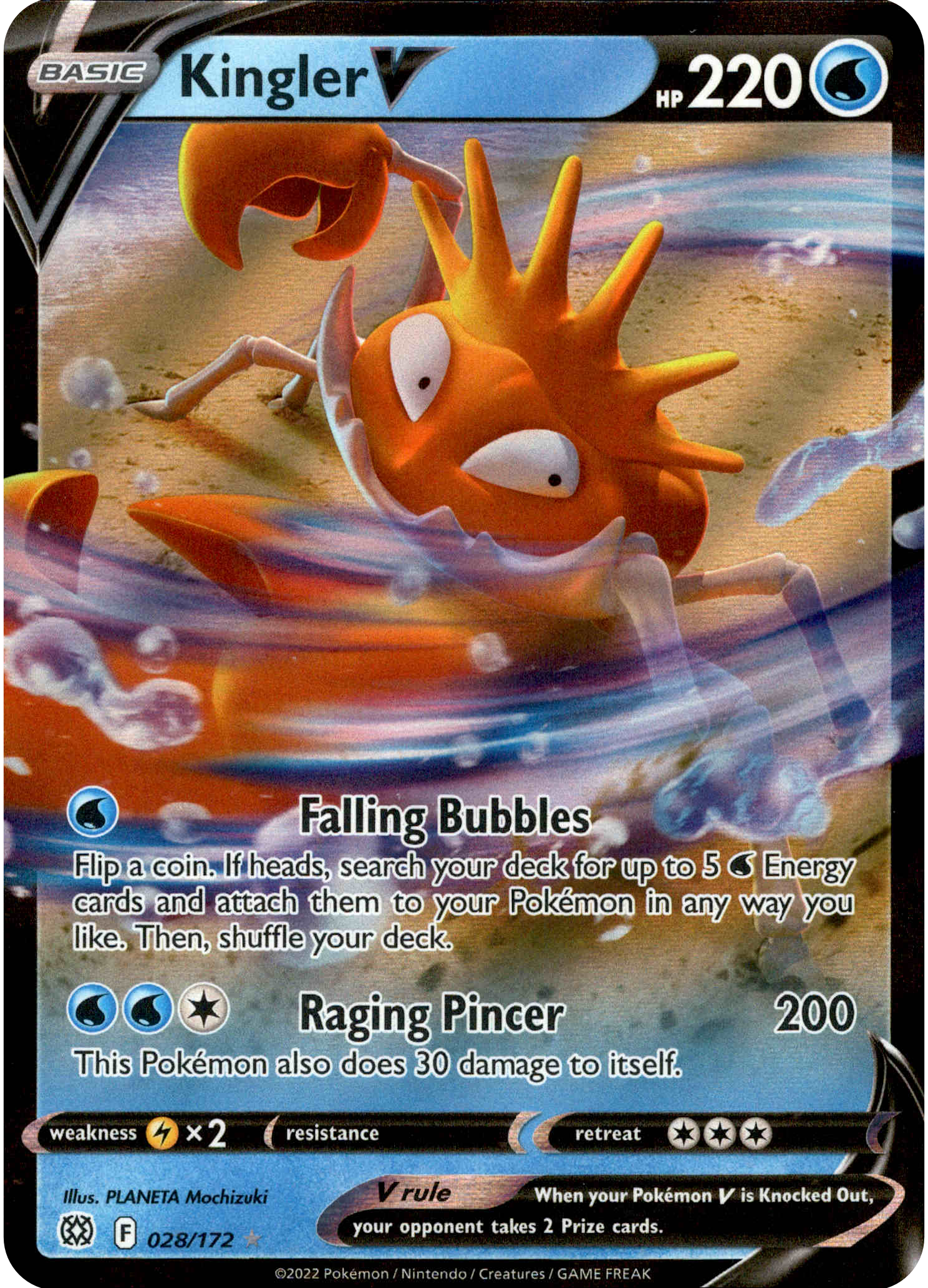Kingler V - 028/172 - Brilliant Stars - Holo - Card Cavern