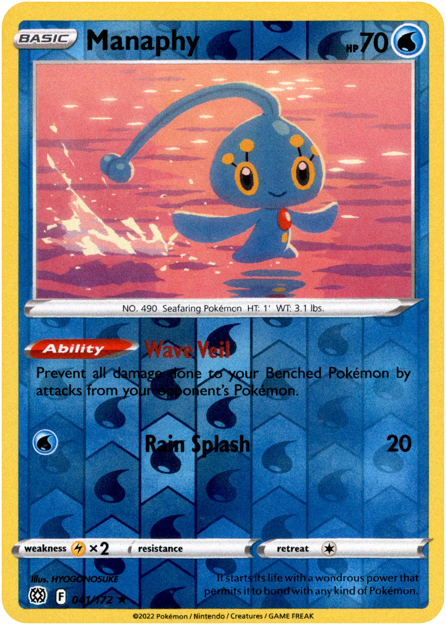 Manaphy - 041/172 - Brilliant Stars - Reverse Holo - Card Cavern