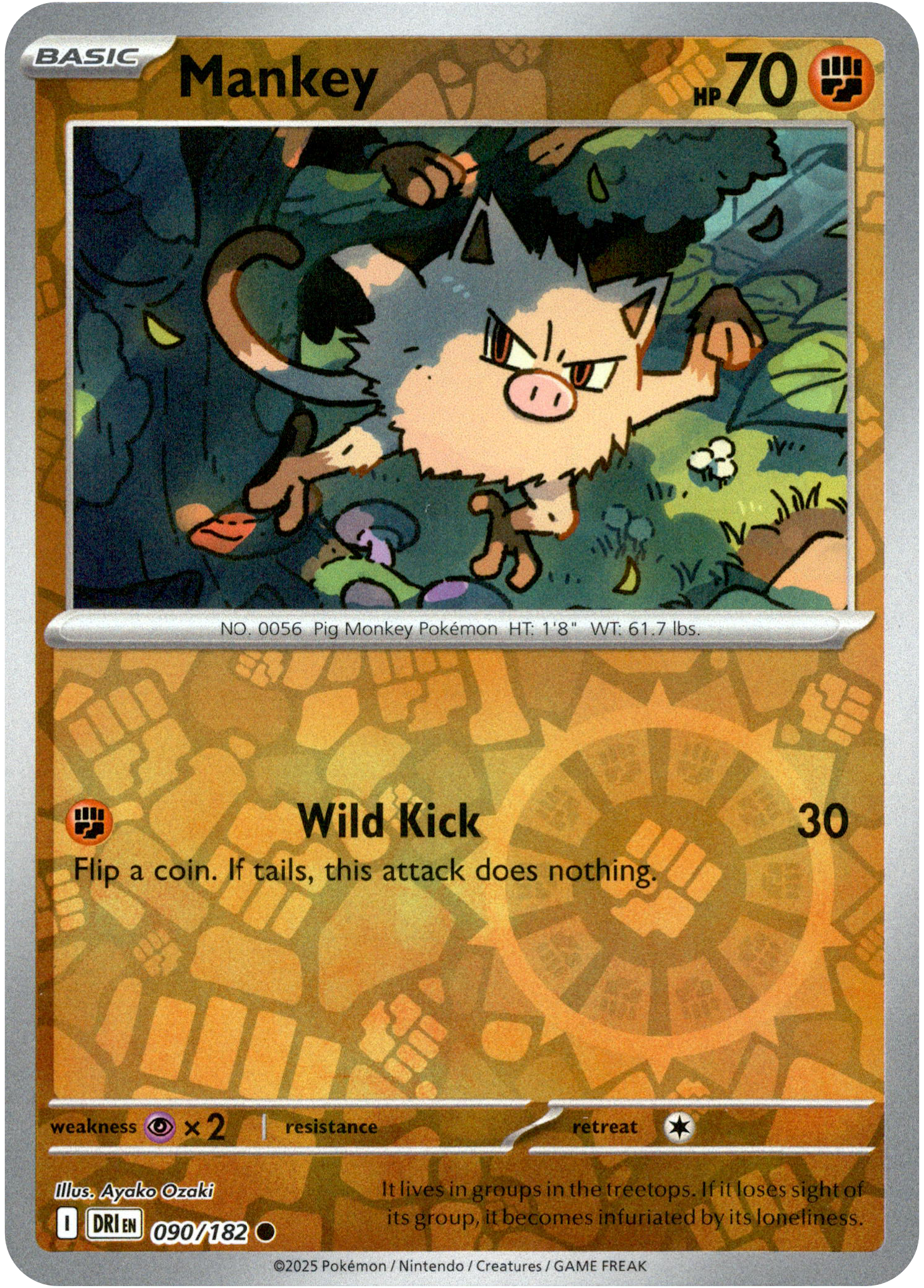 Mankey - 090/182 - Destined Rivals - Reverse Holo - Card Cavern