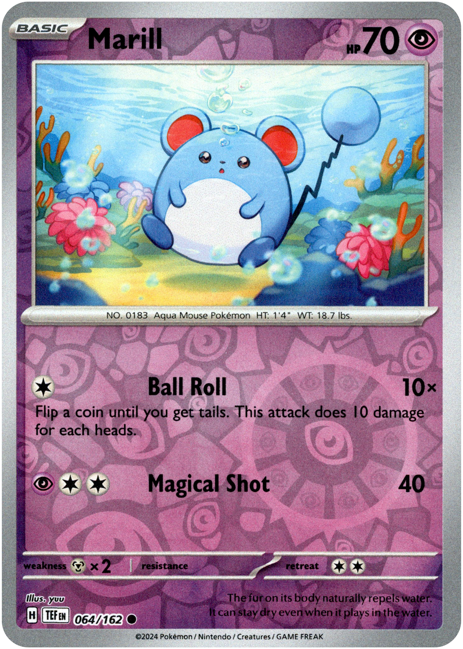 Marill - 064/162 - Temporal Forces - Reverse Holo - Card Cavern