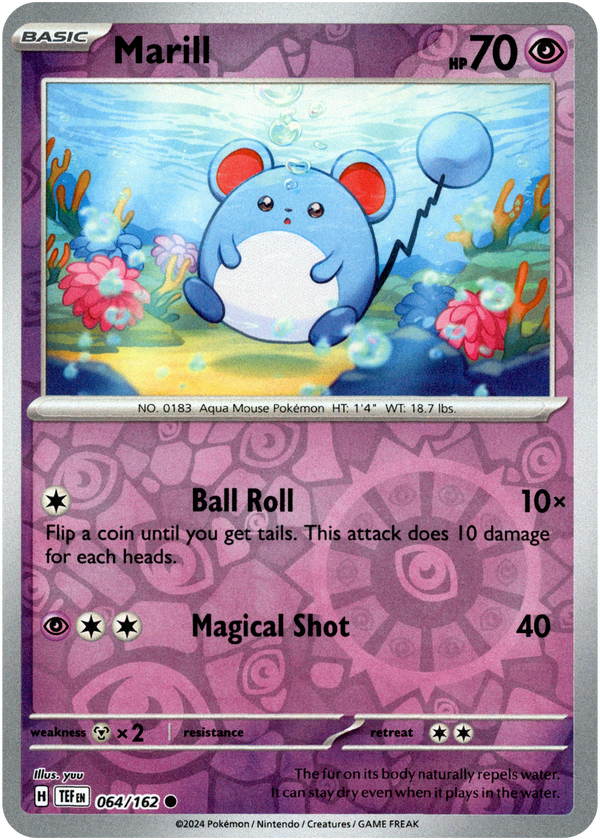 Marill - 064/162 - Temporal Forces - Reverse Holo - Card Cavern