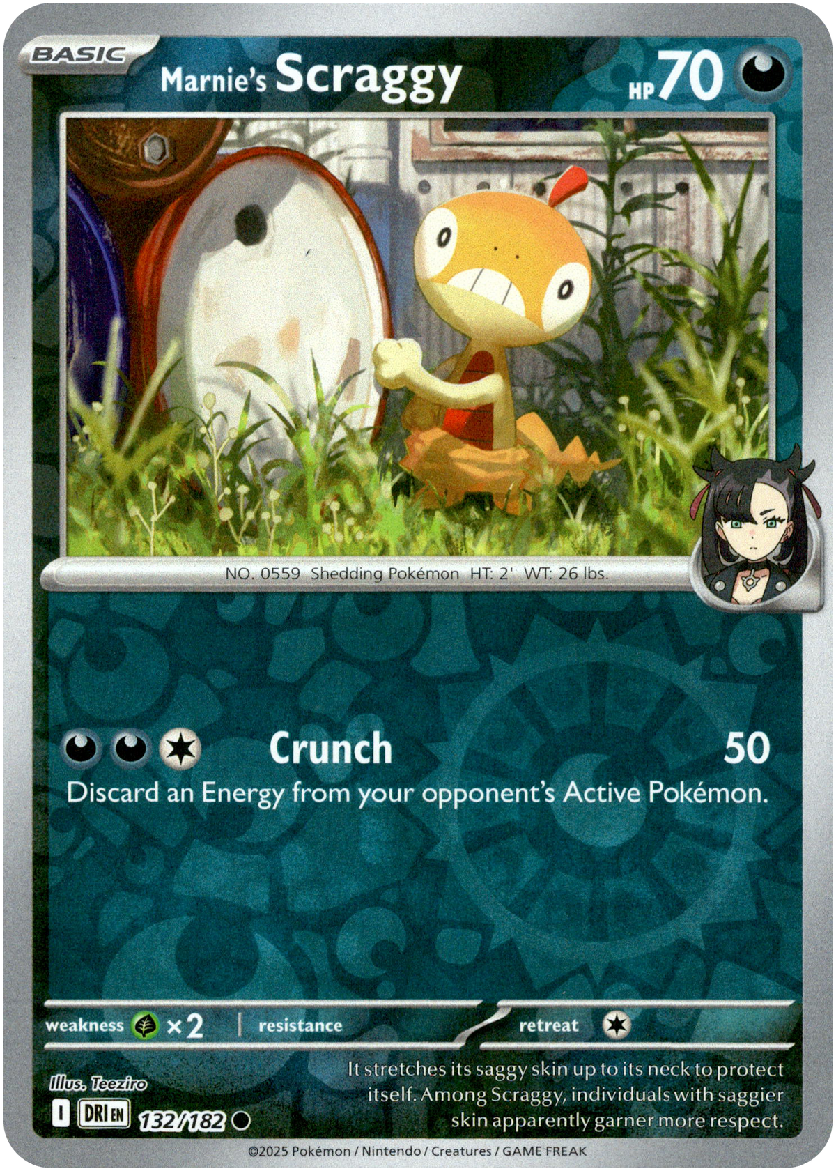 Marnie's Scraggy - 132/182 - Destined Rivals - Reverse Holo - Card Cavern