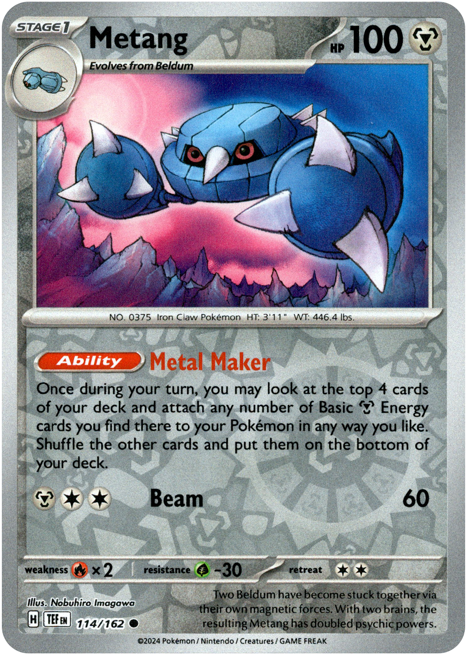 Metang - 114/162 - Temporal Forces - Reverse Holo - Card Cavern