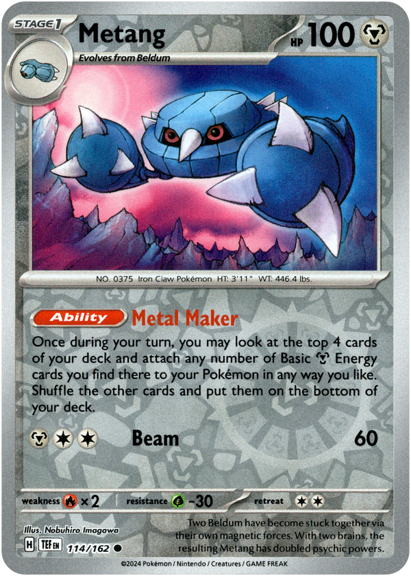 Metang - 114/162 - Temporal Forces - Reverse Holo - Card Cavern