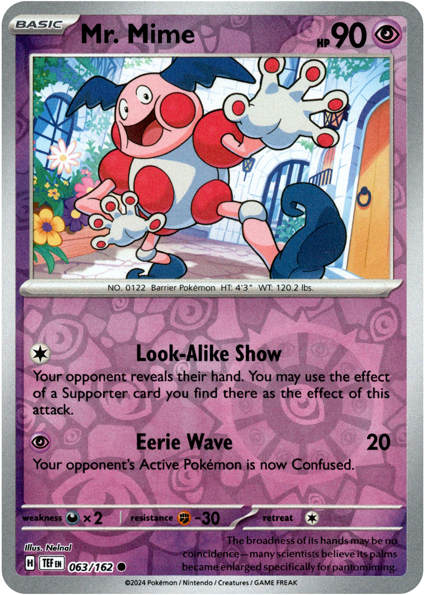 Mr. Mime - 063/162 - Temporal Forces - Reverse Holo - Card Cavern