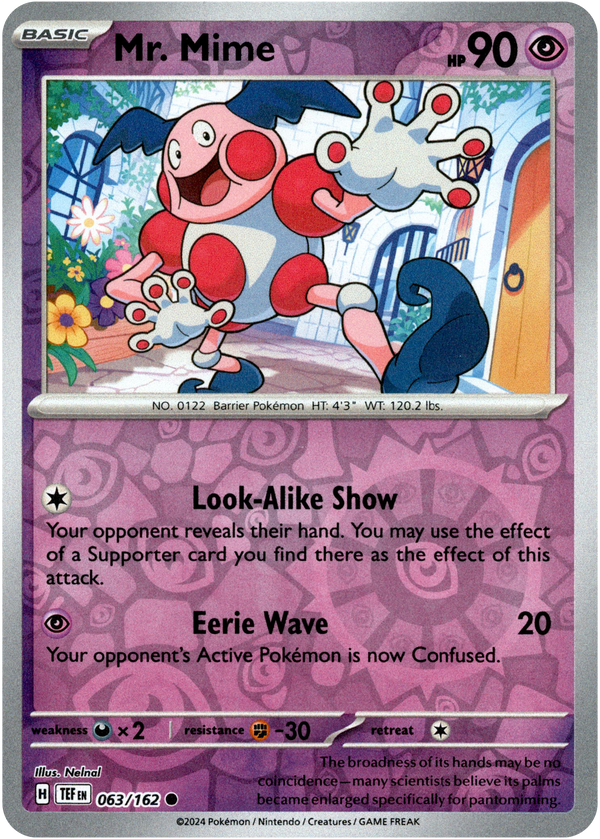 Mr. Mime - 063/162 - Temporal Forces - Reverse Holo - Card Cavern