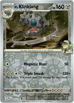 N's Klinklang - 105/159 - Journey Together - Reverse Holo - Card Cavern