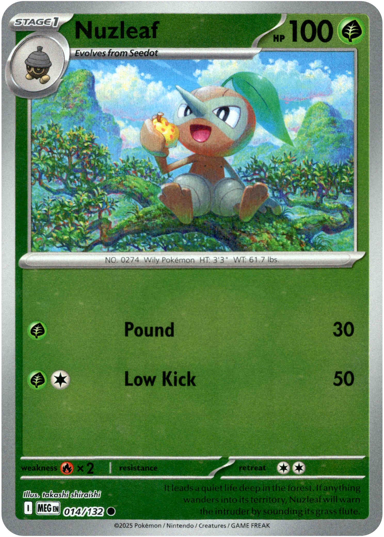 Nuzleaf - 014/132 - Mega Evolution - Reverse Holo - Card Cavern
