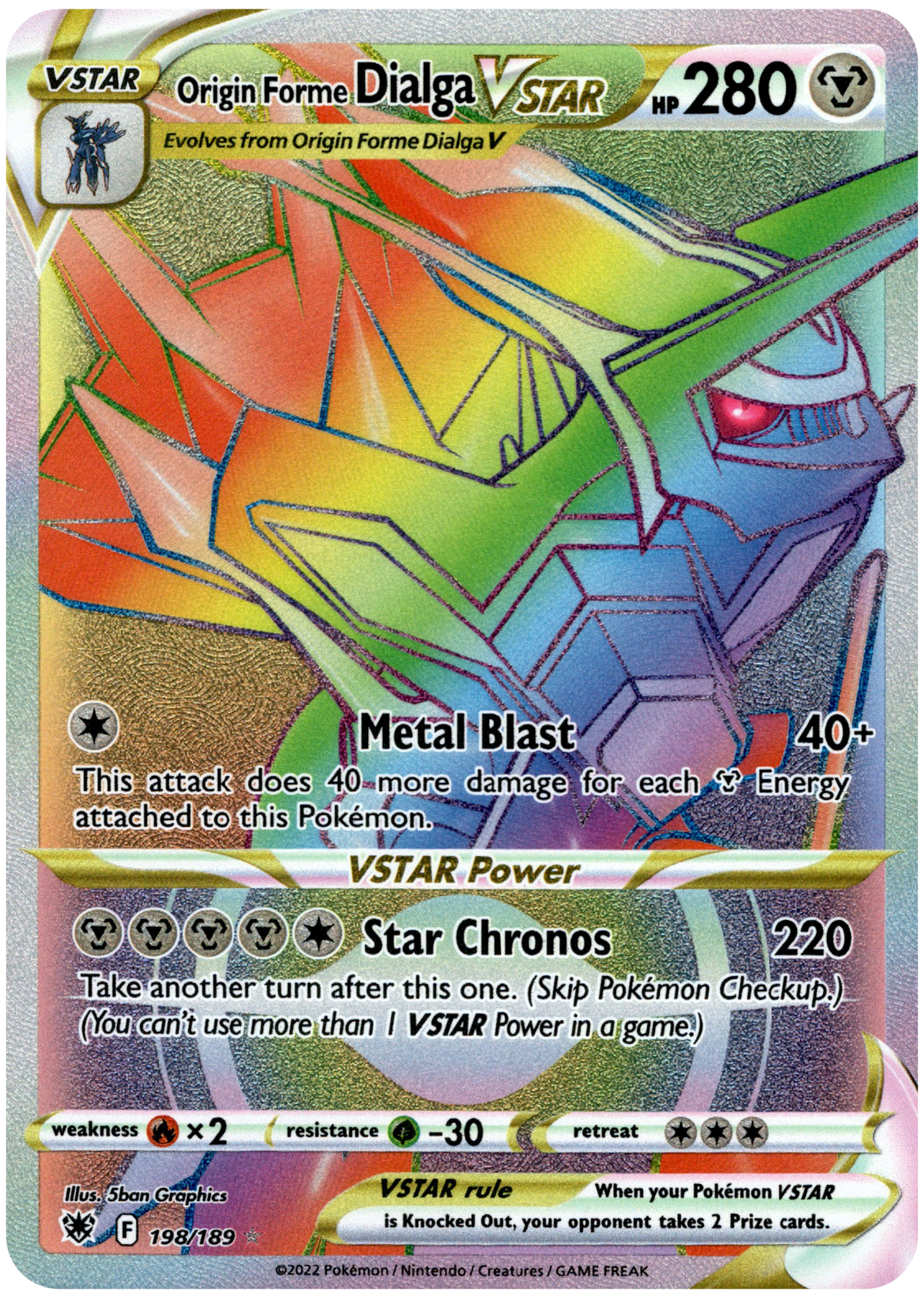 Origin Forme Dialga VSTAR Hyper Rare - 198/189 - Astral Radiance - Holo - Card Cavern