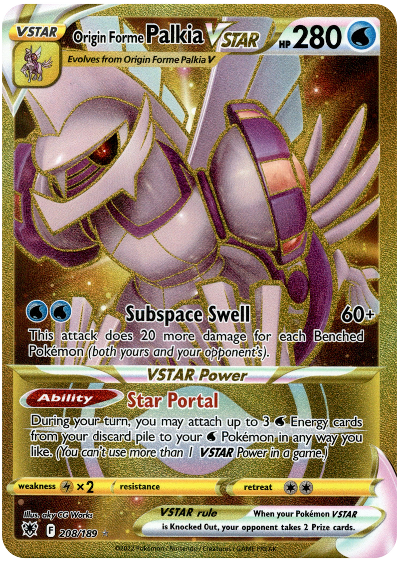 palkia rare card Origin Forme Palkia VSTAR Secret Rare - 208/189 - Astral Radiance
