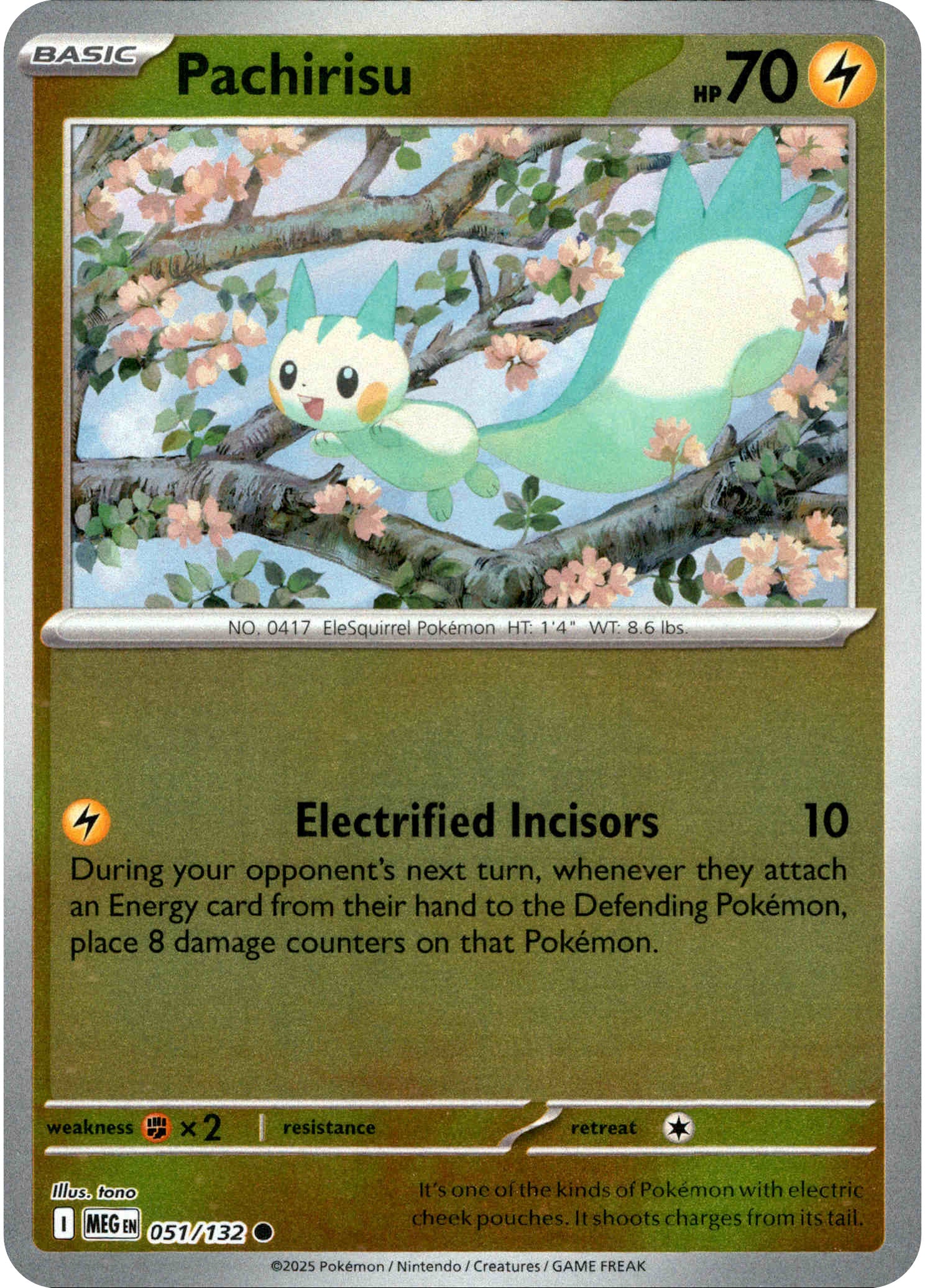 Pachirisu - 051/132 - Mega Evolution - Reverse Holo - Card Cavern