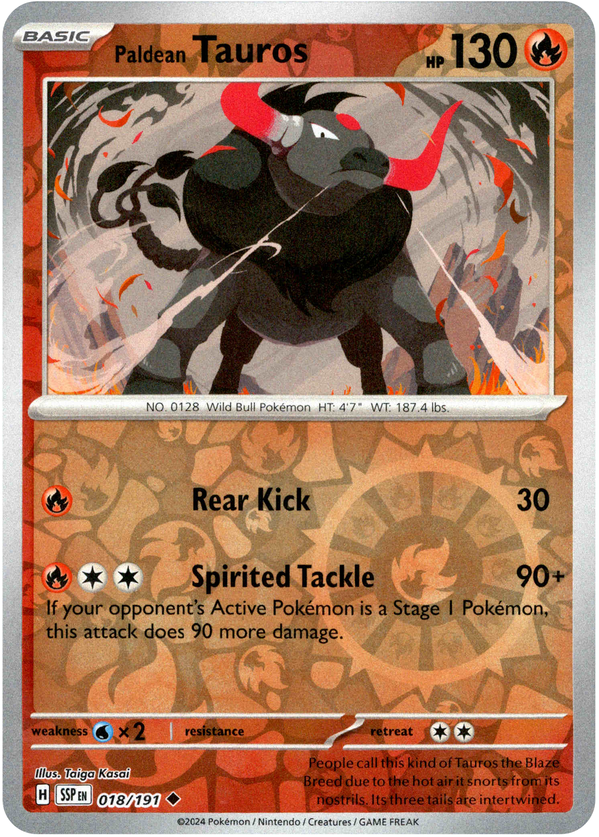 Paldean Tauros - 018/191 - Surging Sparks - Reverse Holo - Card Cavern