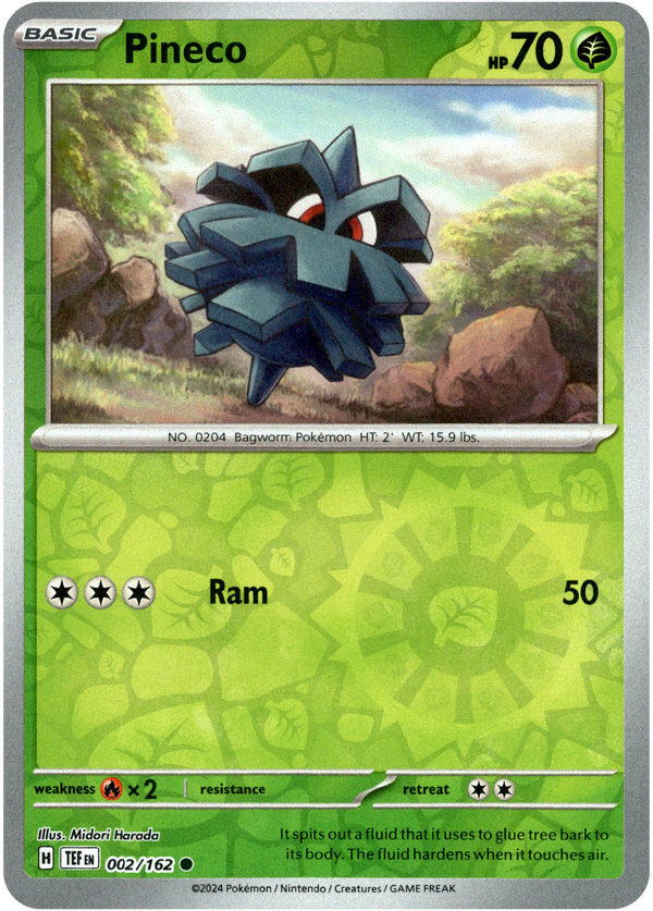 Pineco - 002/162 - Temporal Forces - Reverse Holo - Card Cavern