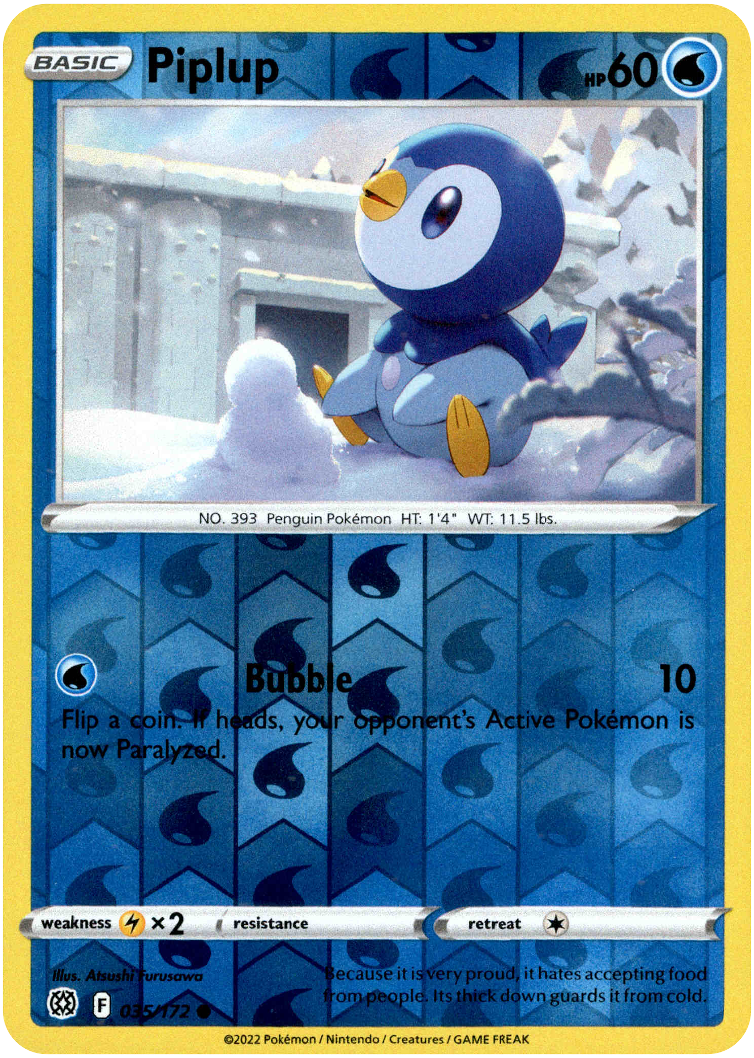 Piplup - 035/172 - Brilliant Stars - Reverse Holo - Card Cavern