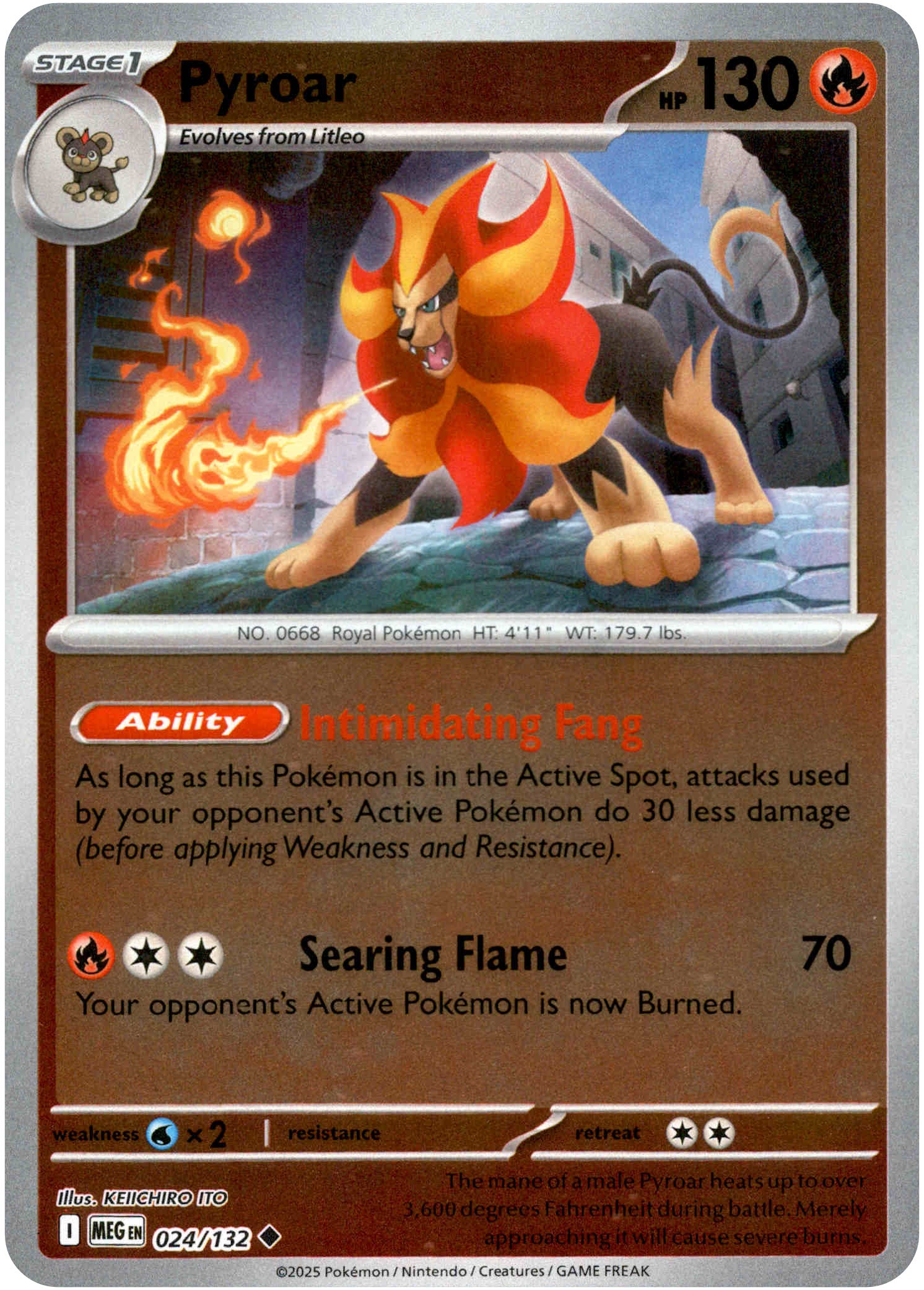 Pyroar - 024/132 - Mega Evolution - Reverse Holo - Card Cavern