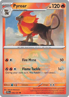 Pyroar (Master Ball Pattern) - 016/131 - Prismatic Evolutions - Holo - Card Cavern