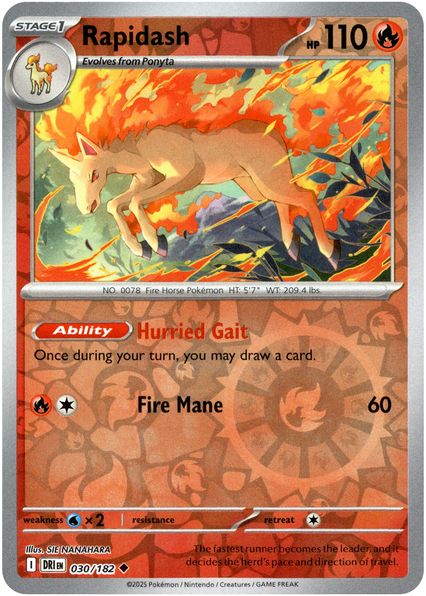 Rapidash - 030/182 - Destined Rivals - Reverse Holo - Card Cavern