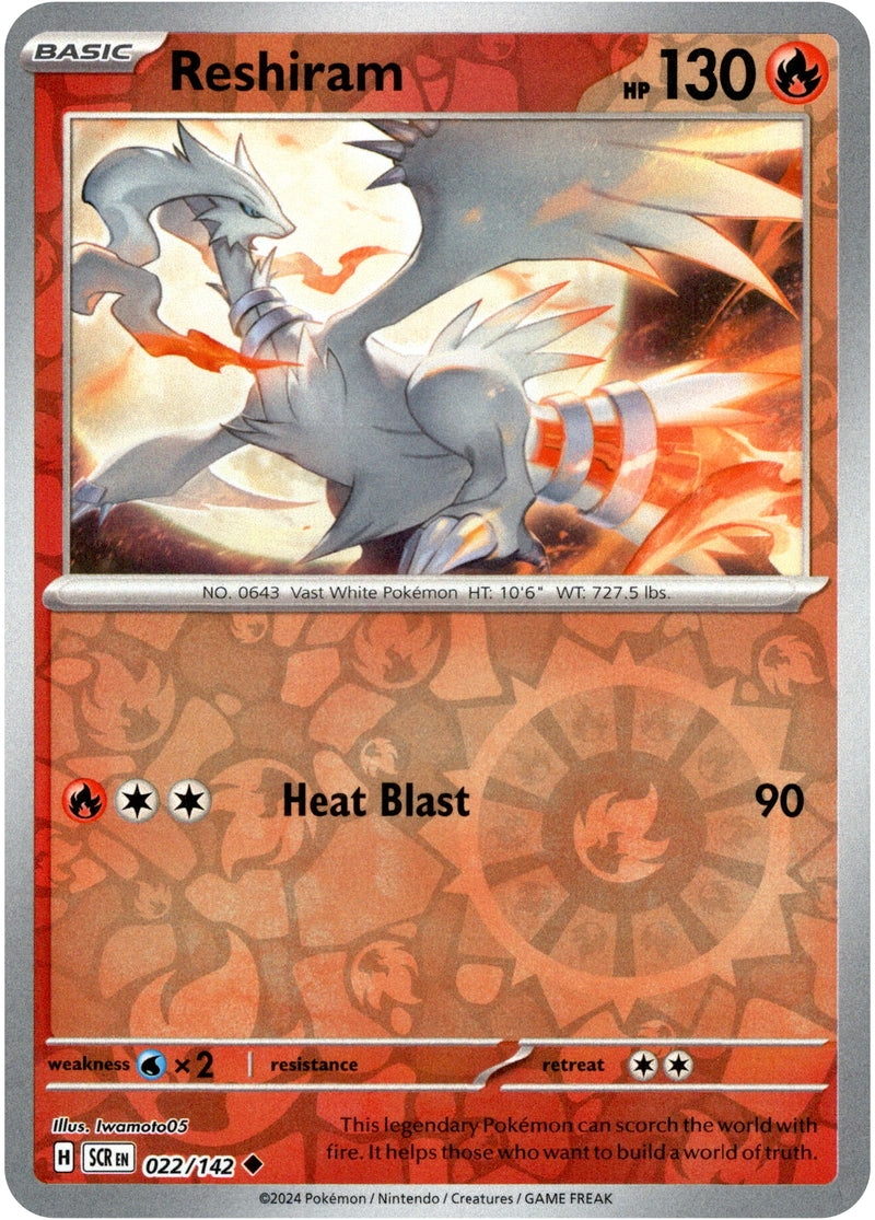 Reshiram - 022/142 - Stellar Crown - Reverse Holo Card Cavern Trading Cards, LLC Reshiram - 022/142 - Stellar Crown - Reverse Holo Card Cavern Trading Cards, LLC