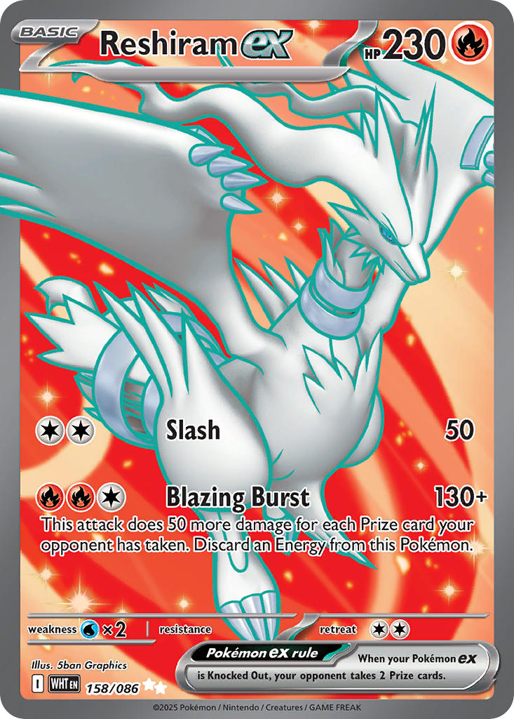 Reshiram ex - 158/086 - White Flare - Holo - Card Cavern