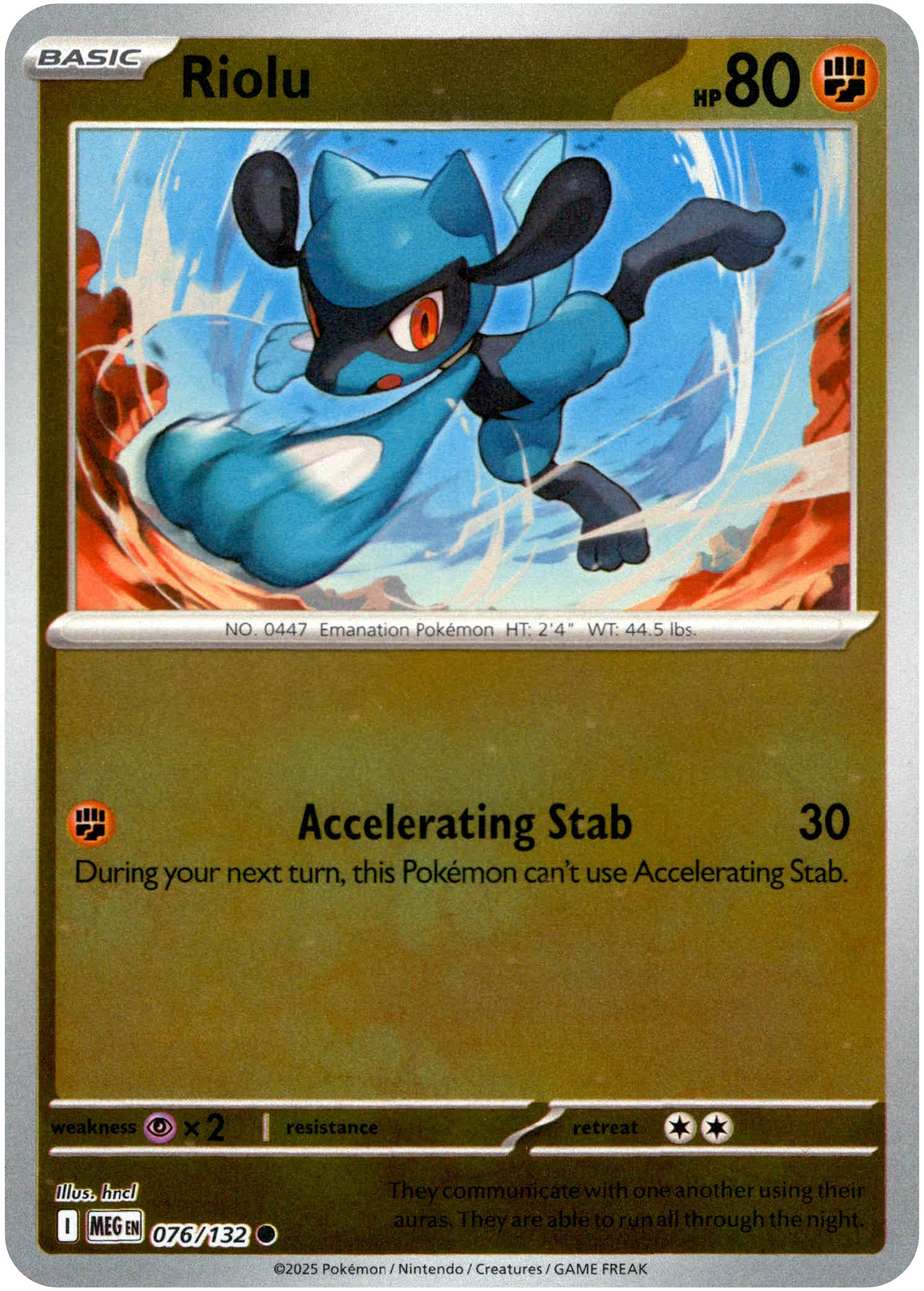 Riolu - 076/132 - Mega Evolution - Reverse Holo - Card Cavern