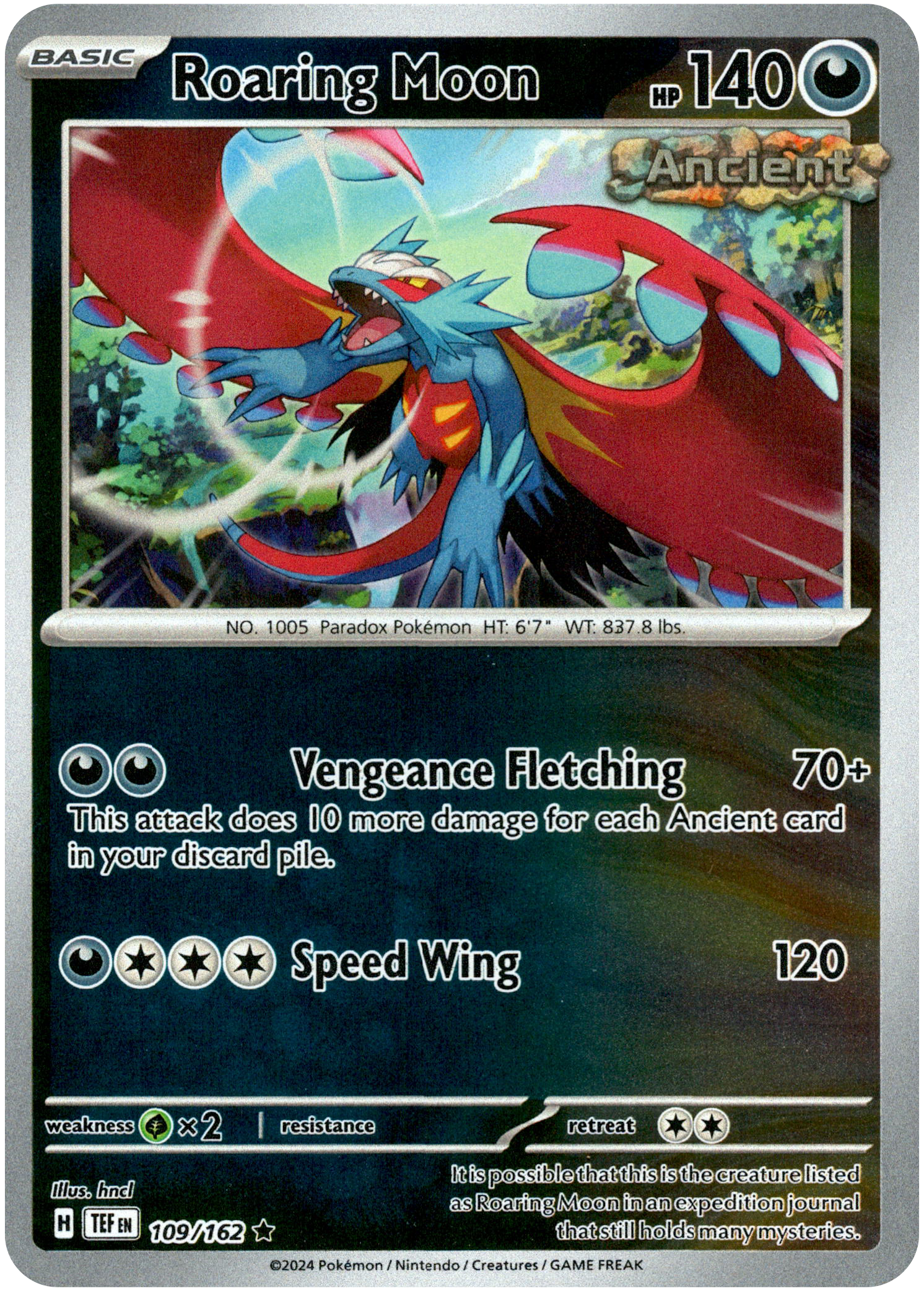 Roaring Moon - 109/162 - Temporal Forces - Reverse Holo - Card Cavern