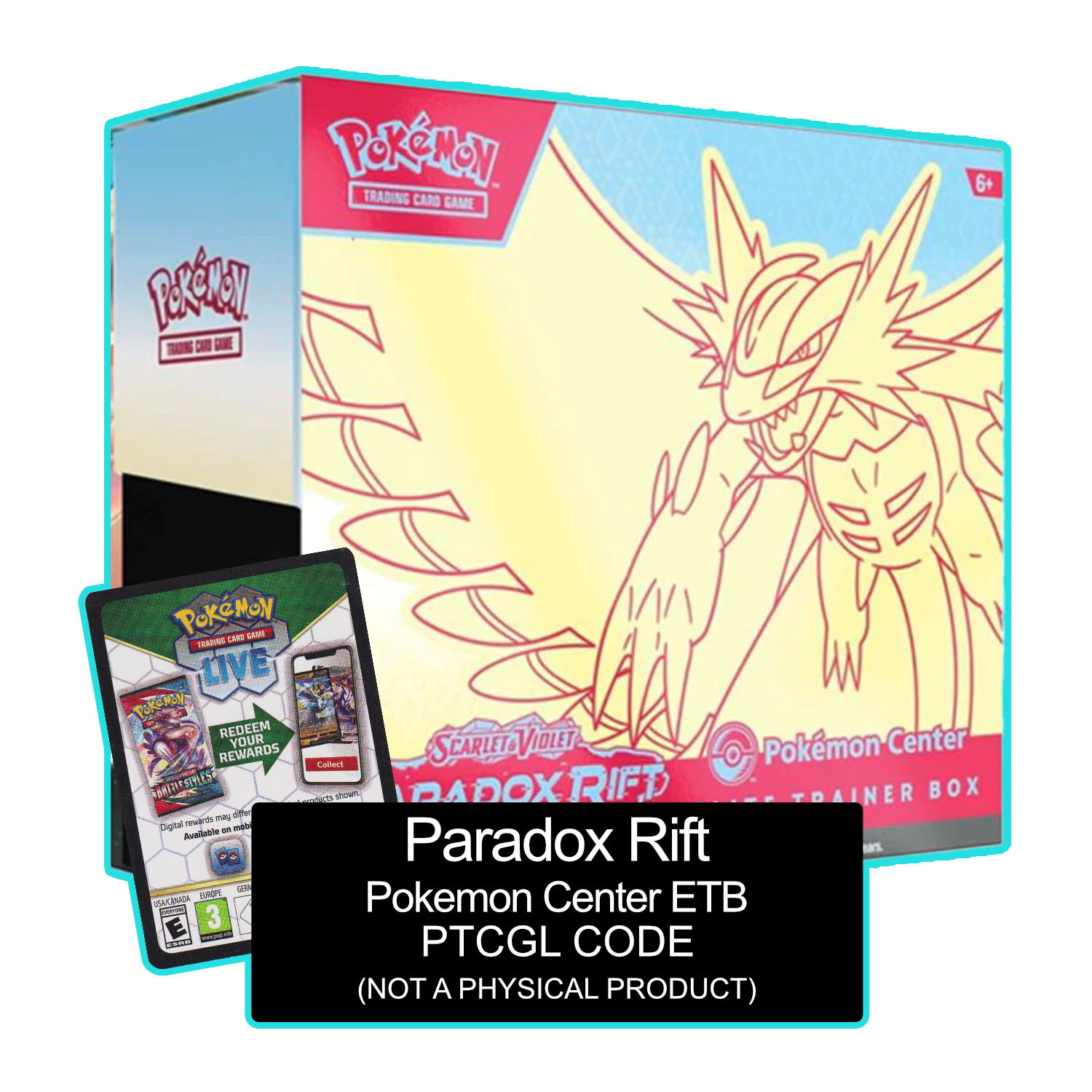 Paradox Rift - Roaring Moon ex Pokemon Center ETB - Sleeves and Deck Box - PTCGL Code - Card Cavern