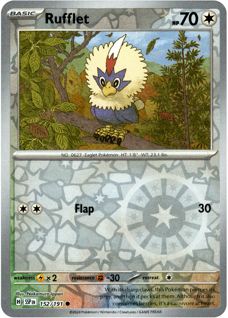 Rufflet - 152/191 - Surging Sparks - Reverse Holo Card Cavern Trading Cards, LLC Rufflet - 152/191 - Surging Sparks - Reverse Holo Card Cavern Trading Cards, LLC