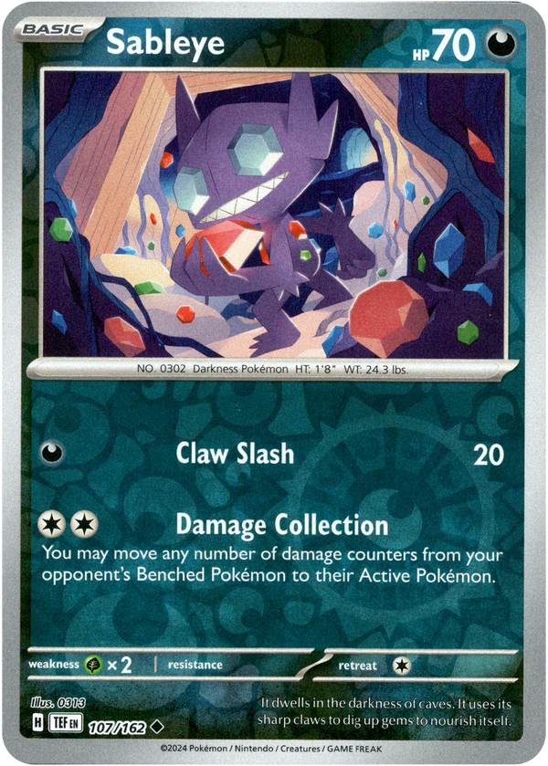 Sableye - 107/162 - Temporal Forces - Reverse Holo - Card Cavern