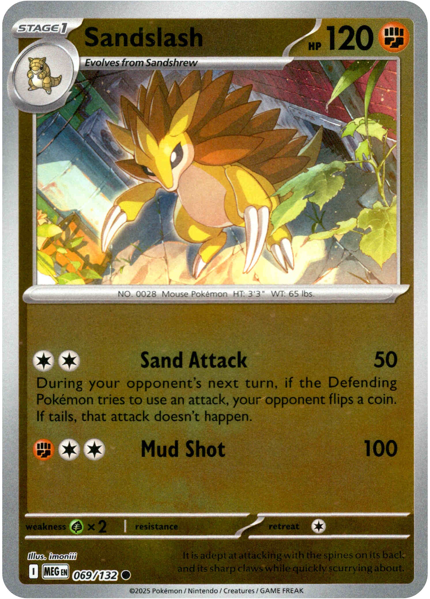 Sandslash - 069/132 - Mega Evolution - Reverse Holo - Card Cavern