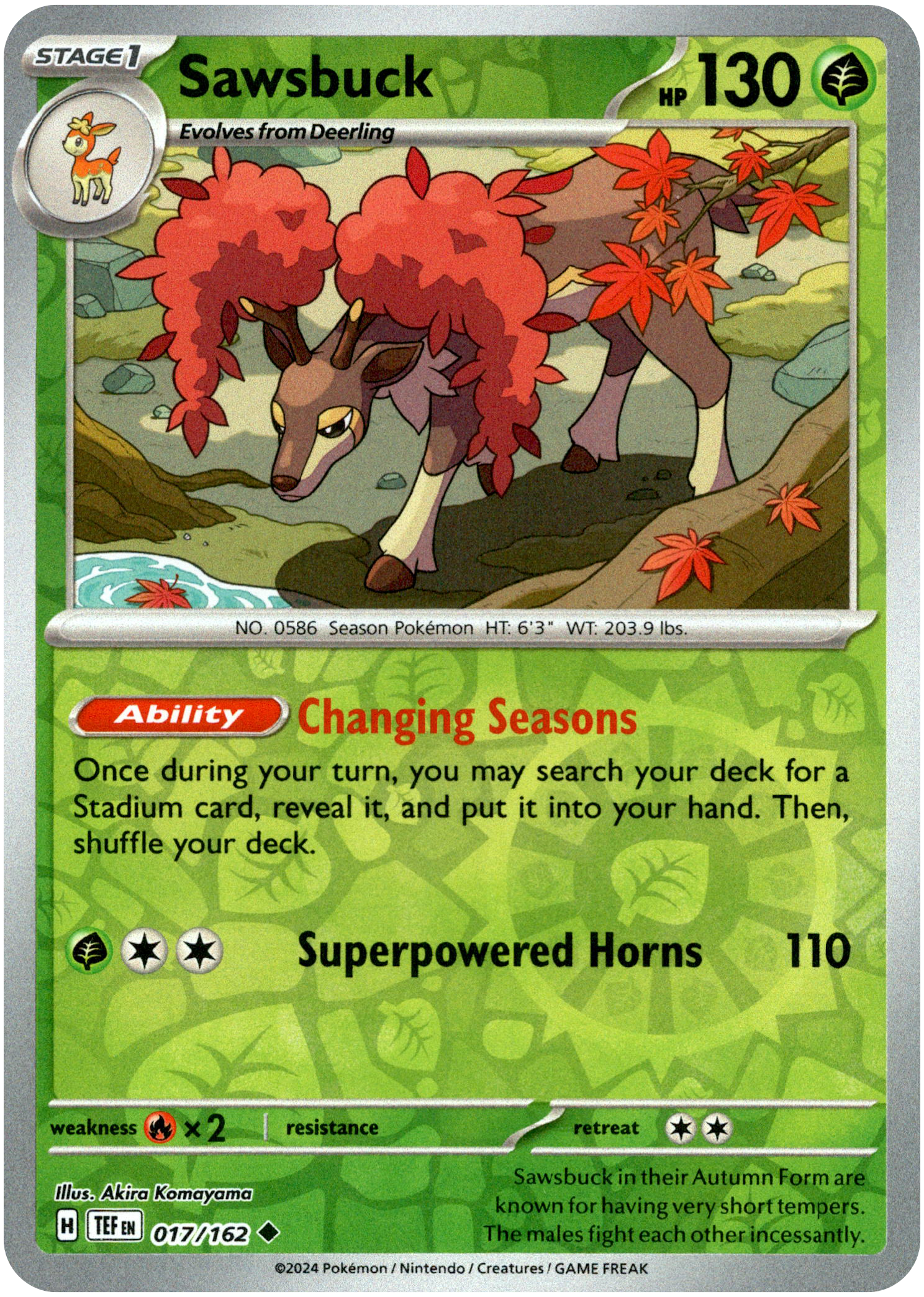Sawsbuck - 017/162 - Temporal Forces - Reverse Holo - Card Cavern