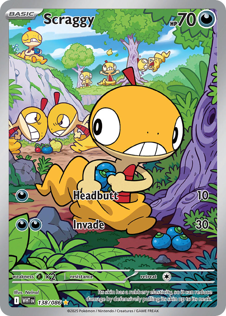 Scraggy - 138/086 - White Flare - Holo - Card Cavern