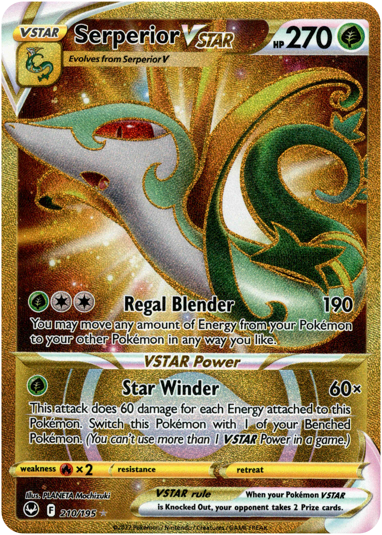 Serperior VSTAR Secret Rare - 210/195 - Silver Tempest - Holo - Card Cavern