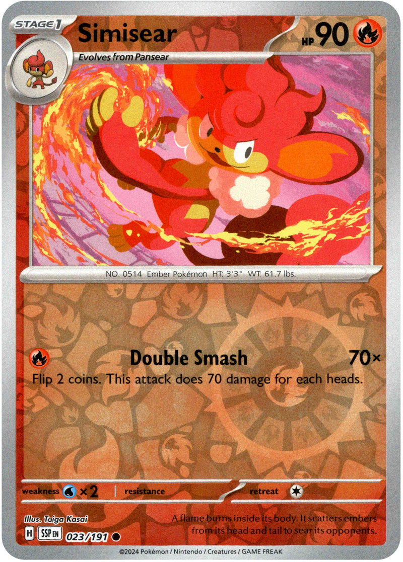 pokemon card simisear Simisear - 023/191 - Surging Sparks