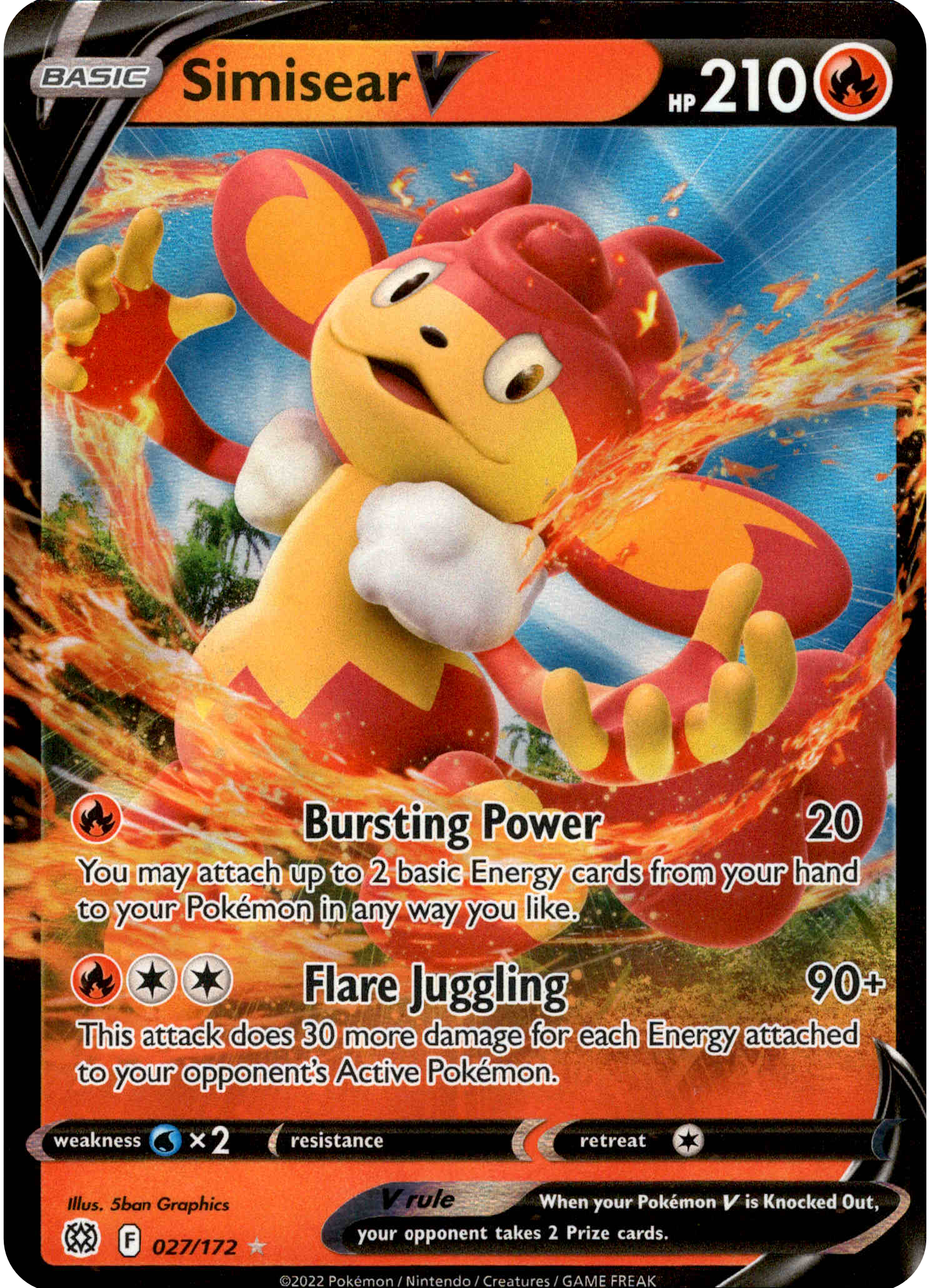 Simisear V - 027/172 - Brilliant Stars - Holo - Card Cavern