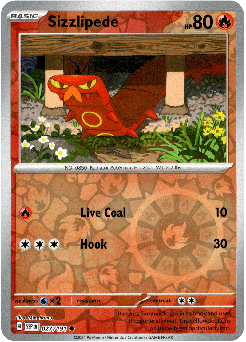 shiny sizzlipede pokemon card Sizzlipede - 027/191 - Surging Sparks