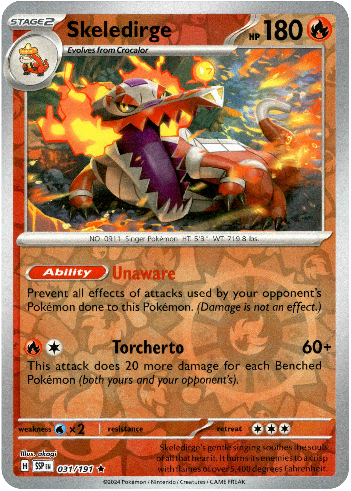Skeledirge - 031/191 - Surging Sparks - Reverse Holo - Card Cavern
