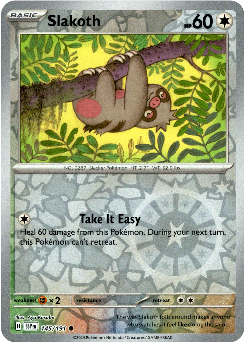 Slakoth - 145/191 - Surging Sparks - Reverse Holo Card Cavern Trading Cards, LLC Slakoth - 145/191 - Surging Sparks - Reverse Holo Card Cavern Trading Cards, LLC