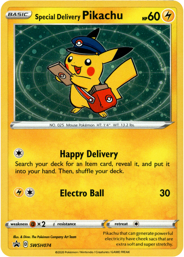Special Delivery Pikachu - SWSH074 - Sword & Shield Promo - Card Cavern