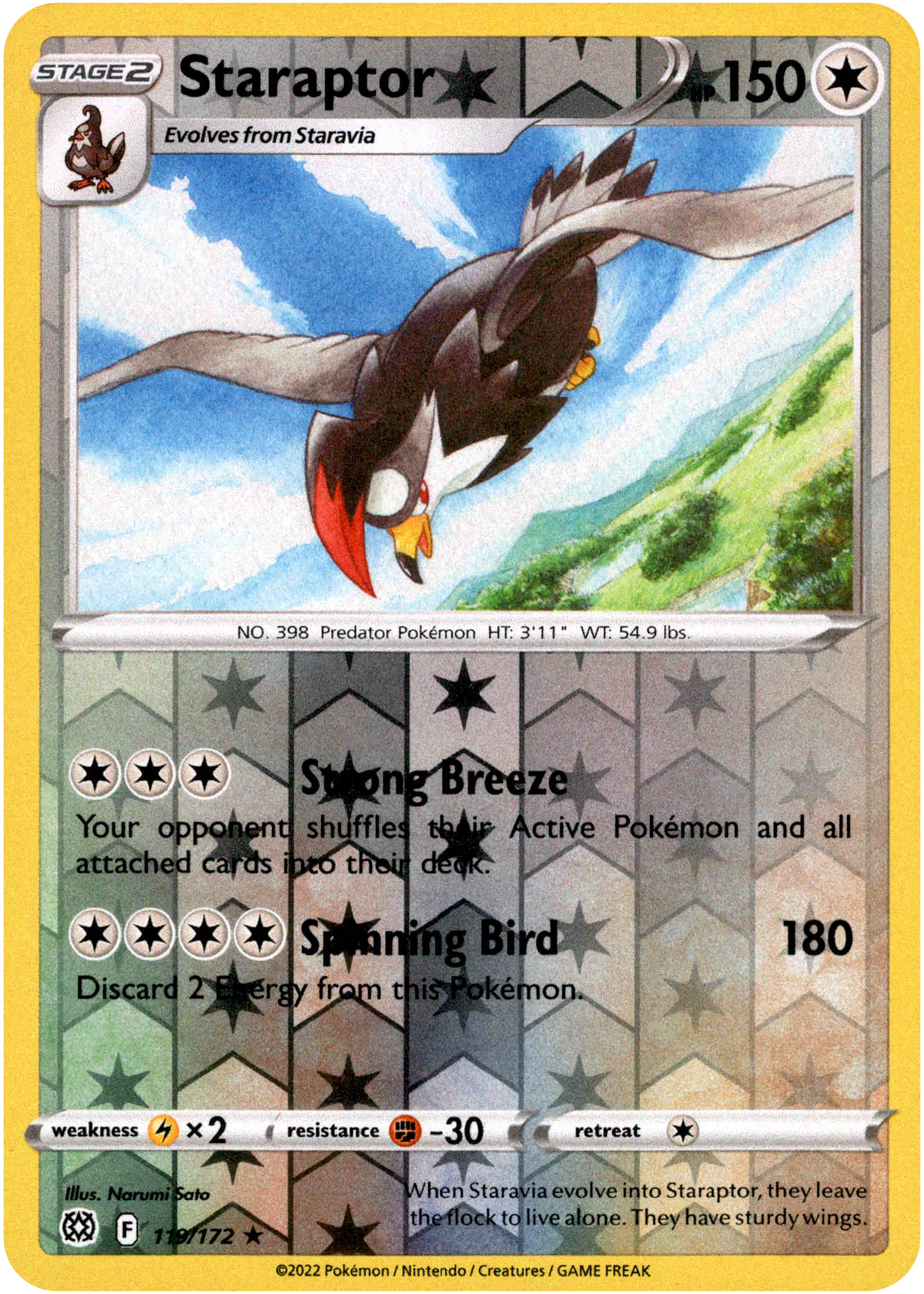Staraptor - 119/172 - Brilliant Stars - Reverse Holo - Card Cavern