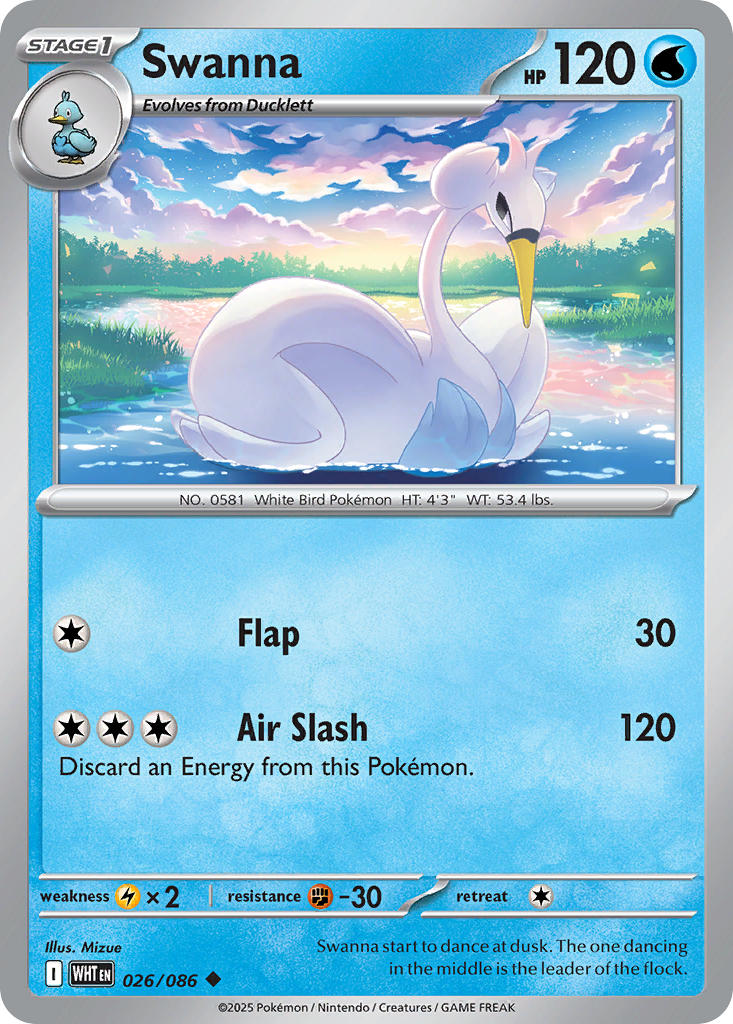 Swanna - 026/086 - White Flare - Card Cavern
