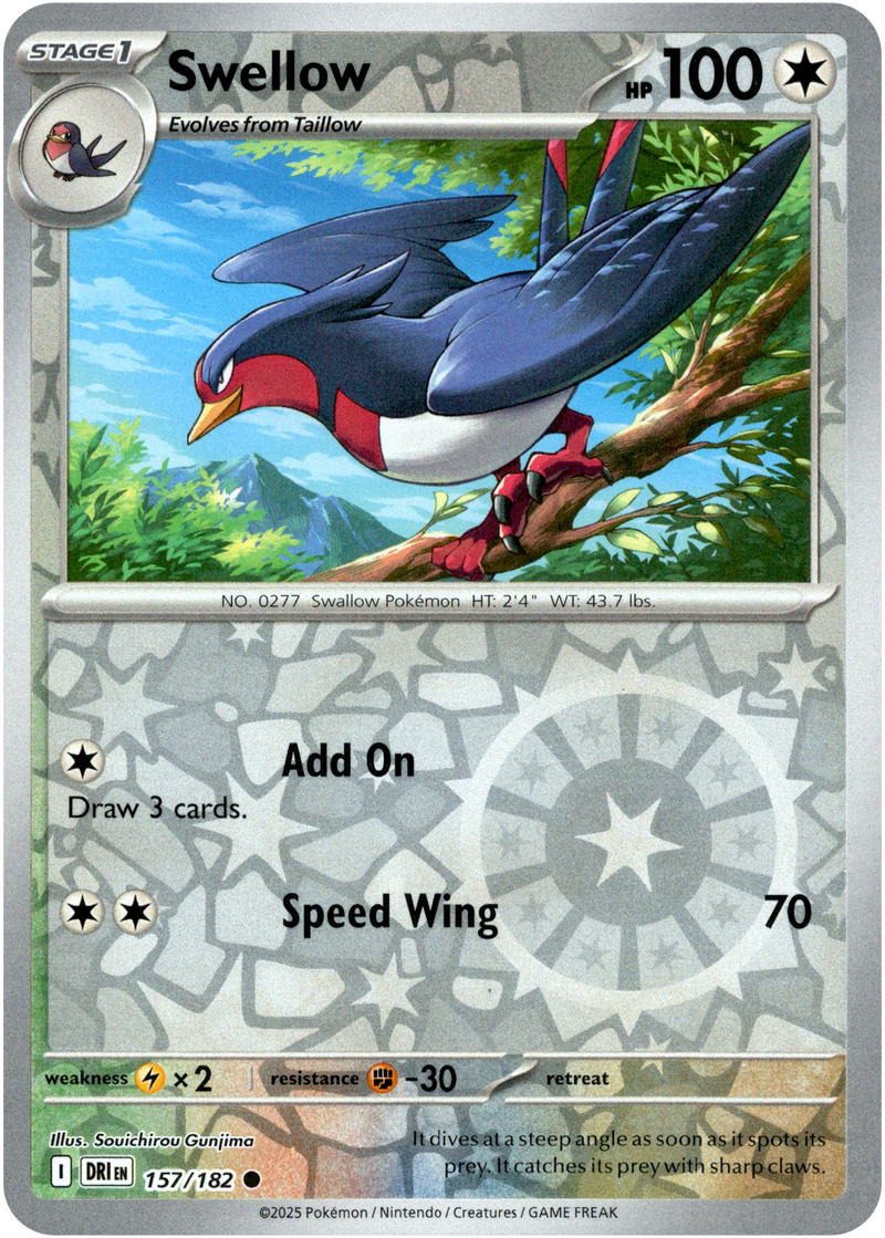 Swellow - 157/182 - Destined Rivals - Reverse Holo - Card Cavern