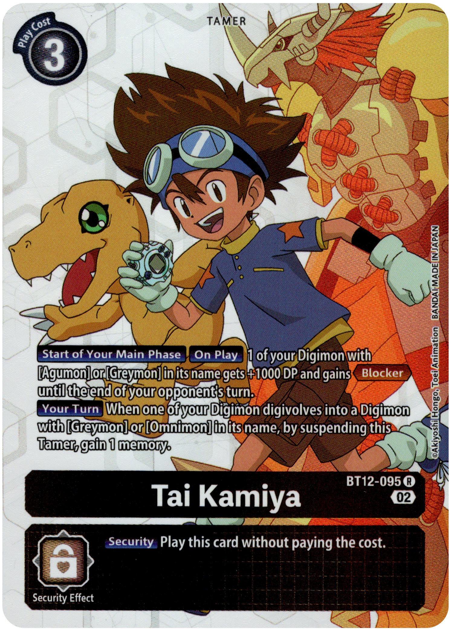 Tai Kamiya Alternate Art - BT12-095 R - Across Time - Foil - Card Cavern