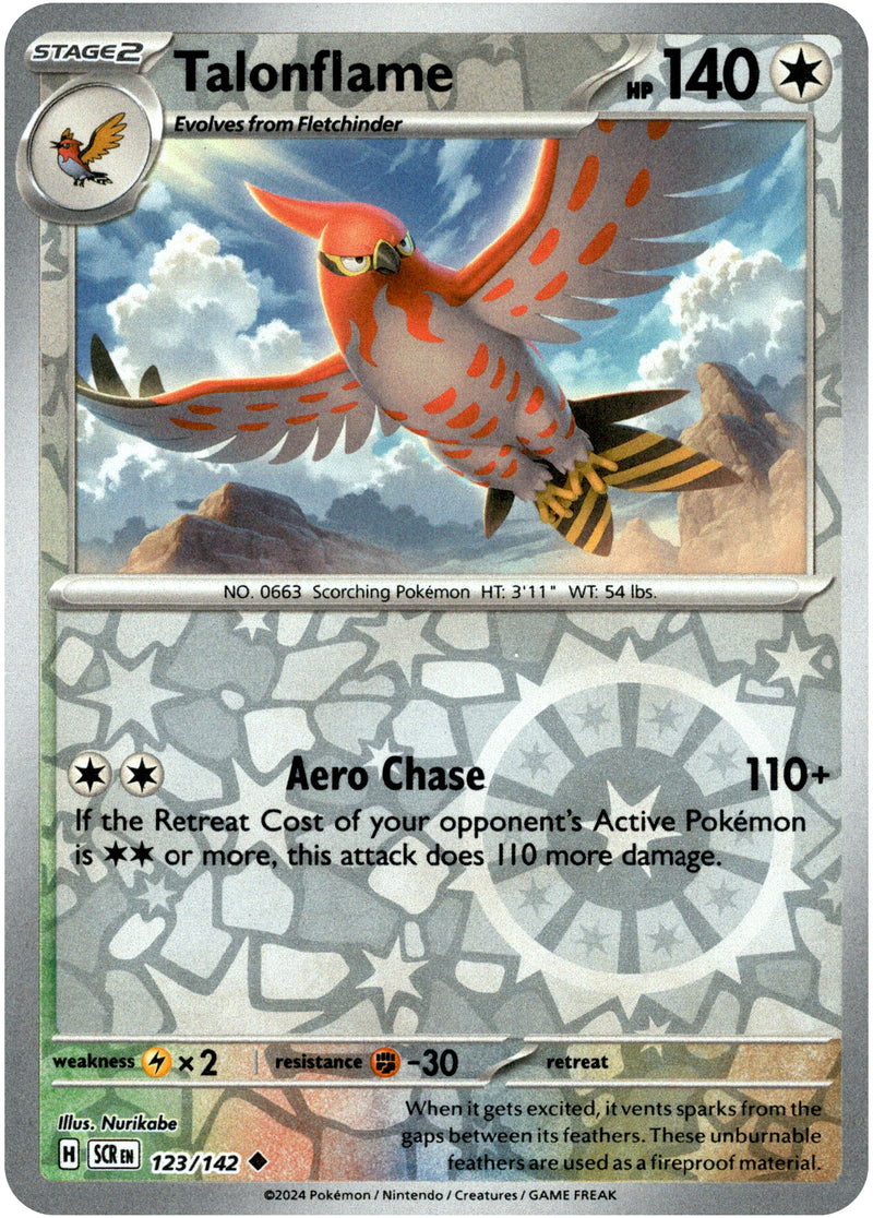 Talonflame - 123/142 - Stellar Crown - Reverse Holo Card Cavern Trading Cards, LLC Talonflame - 123/142 - Stellar Crown - Reverse Holo Card Cavern Trading Cards, LLC